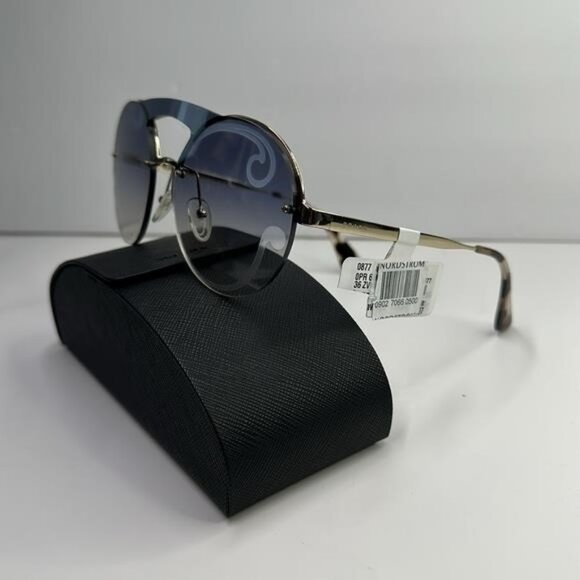 New Authentic Prada Gray and Gold Geometric Sunglasses